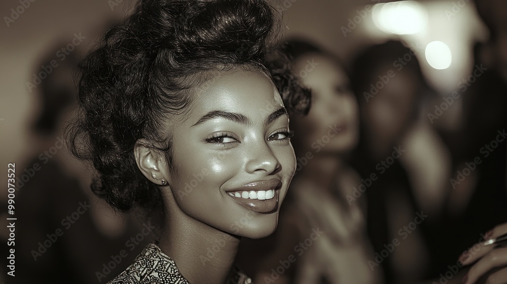 Canvas Prints Smiling Woman with Curly Hair