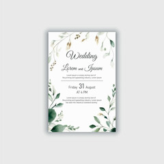 Vector hand drawn floral wedding invitation card