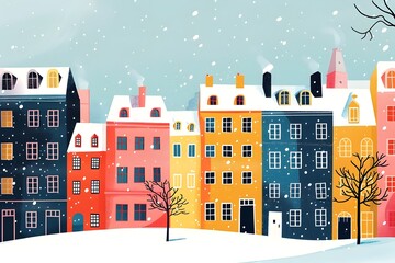 winter landscape with houses