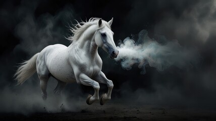 Fototapeta premium White Horse in Motion