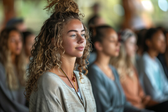A Girl Meditating, People practicing mindfulness and meditation for mental well-being, raising awareness on World Mental Health Day.