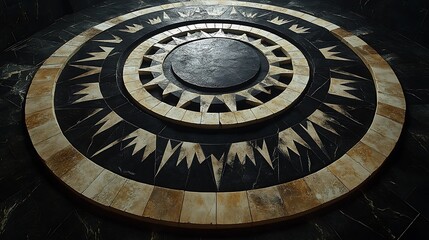 A tribal-inspired mandala with bold, interlocking lines and geometric tribal patterns, black and white, intricate cultural motifs, sharp contrasts, symmetrical balance, dynamic energy.