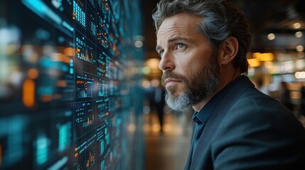 Man Looking at Data Screen