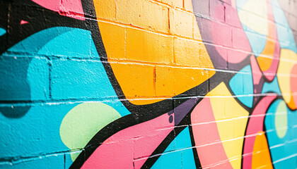 Fototapeta premium A graffiti-covered urban wall, showcasing vibrant colors, bold lines, and an edgy, artistic vibe