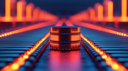 Futuristic Digital Terrain with Glowing Elements