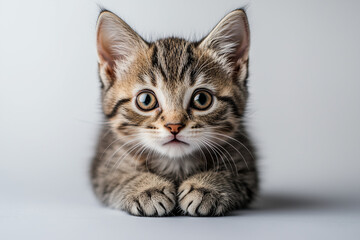 Gray and White Kitten Sitting
A cute gray-and-white kitten sitting and staring at the camera

