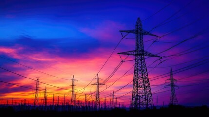 Power lines at dusk, illustrating the essential role of safeguarding electricity transmission systems