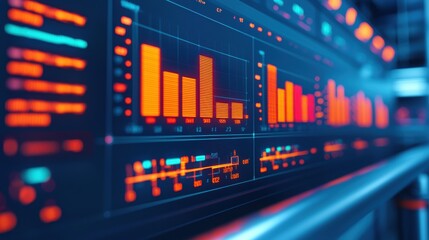 Fototapeta premium Futuristic Data Visualization with Bright Charts and Graphs