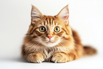  Ginger Cat Lying Down
A ginger cat relaxing on its paws with a focused gaze