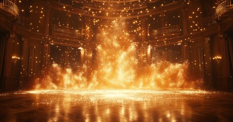 Sparkling fireworks in elegant grand hall