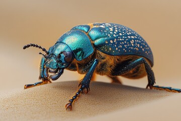 Naklejka premium Close Up of a Blue Beetle