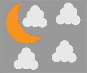 Weather icons set,cloud ,Moon, sky