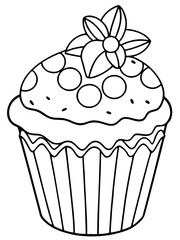 cupcake with cream line art vector illustration 