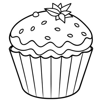 recommend clip art:  Line art of a muffin vector illustration 