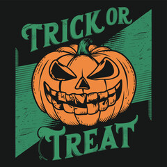 Trick or Treat! Spooky Halloween Pumpkin Illustration