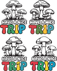 Mushroom T-Shirt Design with Colorful Text