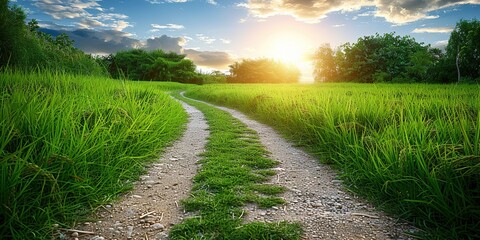 Naklejka premium road in the field