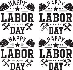 Happy Labor Day Graphic T-Shirt - Hard Hats and Tools Design