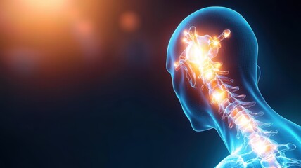 Abstract Illustration of Human Spine and Nerve Connections