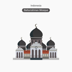 Indonesia Landmark Badge Aceh, Baiturrahman Mosque