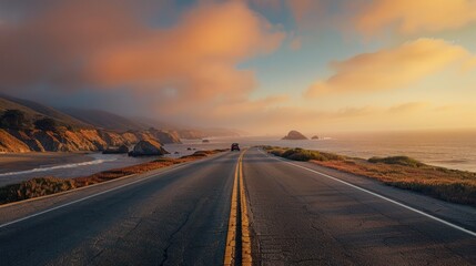 Naklejka premium Scenic Coastal Highway at Sunset
