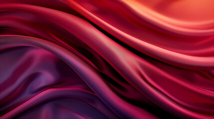 Obraz premium Elegant silk fabric texture in shades of red, flowing smoothly, ideal for backgrounds and designs.