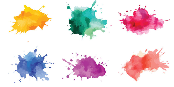 Colorful watercolor brush strokes vector. Png Ink color smoke blot on transparent Abstract background