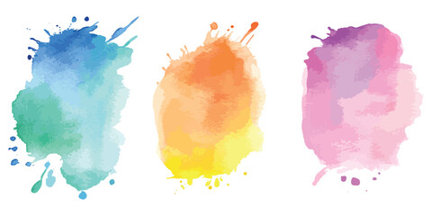 Colorful watercolor brush strokes vector. Colorful splashes burst in various shapes and sizes, creating an energetic display