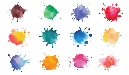 Colorful watercolor brush strokes vector. Multicolored drops of paint.