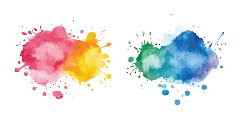 Colorful watercolor brush strokes vector. Multicolored drops of paint.