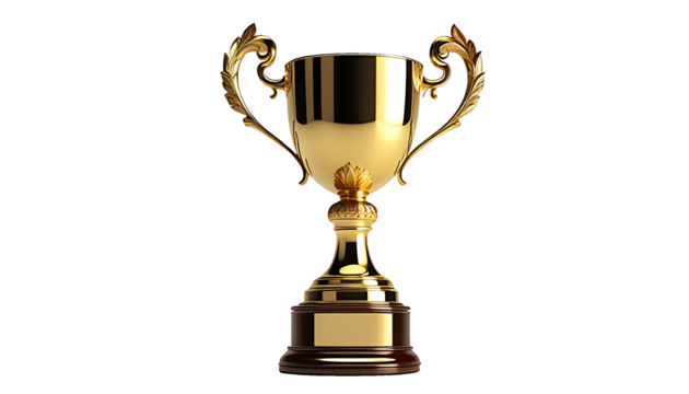 One simple golden trophy cup (with transparent background) PNG with alpha channel. 1つのシンプルなゴールデン トロフィー カップ(背景透過)アルファチャンネル付PNG	