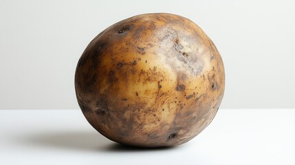 Single Potato on White Background