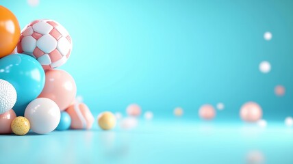 Colorful Balls on a Soft Blue Background