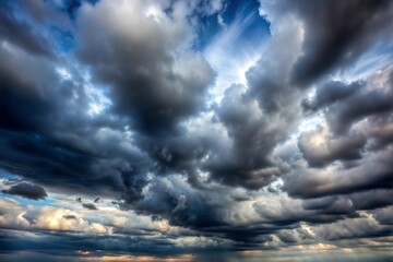 Dramatic dark clouds in the sky before storm