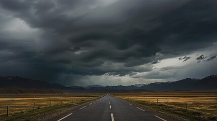 Fototapeta premium Stormy Road Through Mountain Pass