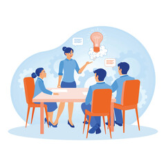 Focus groups. Business team discussing and finding new ideas. Business analysis instruments concept. Flat vector illustration.