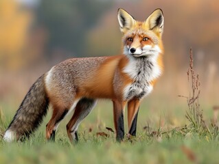 A Red Fox Standing in a Field
