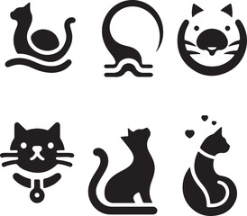 Cat's Icon or Logo silhouette Vector Image with white background