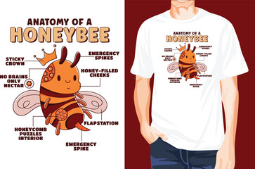 Bee anatomy t-shirt design unique idea