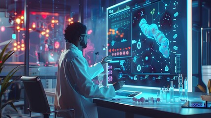 Futuristic Medical Consultation with Nanotech Based Diagnostics and Treatment Plans on Interactive Display