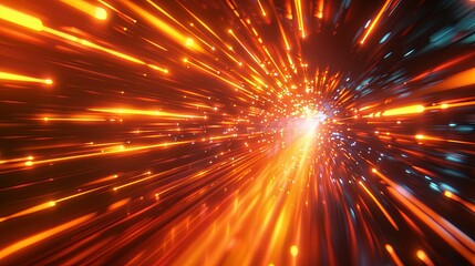 Fototapeta premium Abstract Orange and Blue Light Streaks Converging in a Bright Burst