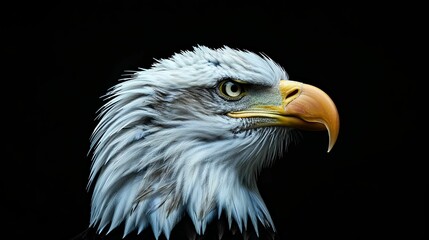 Obraz premium Close-up portrait of a bald eagle with a black background
