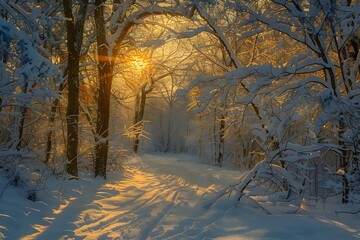 winter forest in the morning
