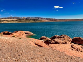 Winter View of Sand Hollow State Park near Hurricane Utah.