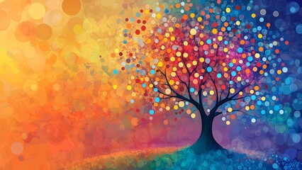 Bright winter night with sparkling water drops on tree, capturing the festive glow of Christmas lights and bokeh decorationstree colourful - 17