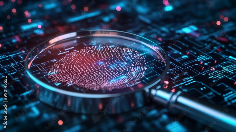 Fototapete the kyc concept, symbolized by a magnifying glass focused on identity verification, aims to boost fi