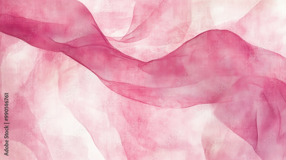 Poster delicate pink fabric drapes gracefully, creating soft waves against a light background that embodies