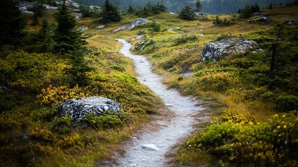 Fototapeta premium Winding Path Through a Lush Green Forest Landscape