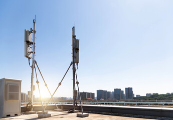 Mobile communication base station on the rooftop