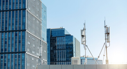Mobile communication base station on the rooftop